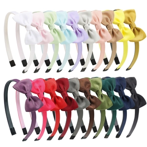 Set of 20 colorful handmade grosgrain ribbon bow headbands for little girls