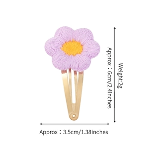 Barrette à cheveux fleur au crochet faite main pour filles en violet et jaune avec tailles