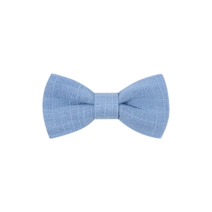 Light blue fabric bow hair clip for children with classic cotton linen woven texture