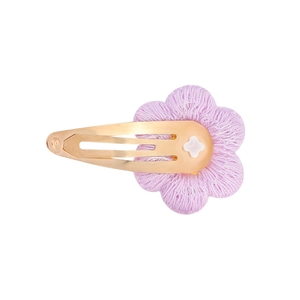 Pince à cheveux fleur au crochet faite main pour filles avec pétales violets et clip doré