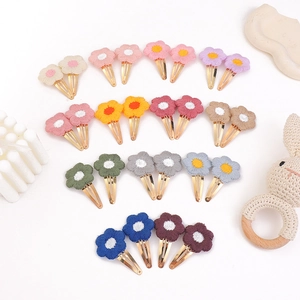 Lot de 22 barrettes à fleurs crochetées à la main pour filles aux couleurs vives variées