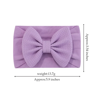 Bandeau bébé en nylon jacquard violet avec un grand nœud texturé gaufré pour nourrissons