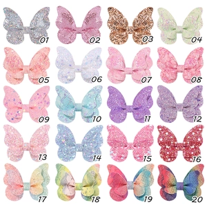 Set mit 20 glitzernden Schmetterlings-Haarspangen mit Pailletten und Netz für Kinder