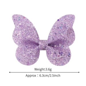 Glitzernde lila Schmetterlings-Haarspange für Kinder mit Pailletten und 6,3 cm Größe