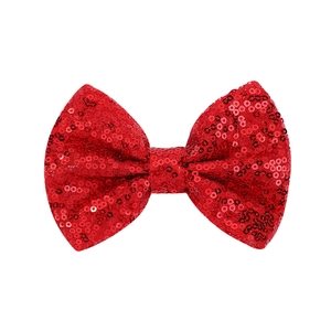 Sparkly red sequin hair bow clip for girls dance performances and party celebrations