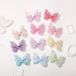 10er-Set glitzernde Schmetterling-Haarspangen in bunten Macaron-Farben für Mädchen