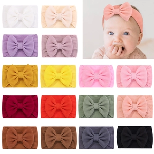 Bandeau Bébé Nœud Nylon Souple Jacquard Gaufre Bandeau Cheveux Élastique pour Nouveau-nés Nourrissons Accessoires Cheveux Filles