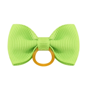 Hellgrüne Haarschleife aus Ripsband mit robustem orangefarbenem elastischem Gummiband