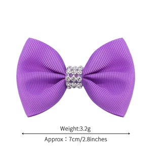 Pince à cheveux faite main avec nœud en ruban gros-grain violet et strass brillants