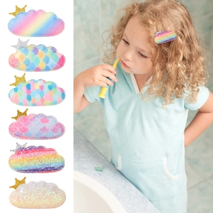 Children Multicolor Cloud Crown Hair Clips Glitter Fabric Mermaid Scale Side Clips For Girls Cute Kids Hair Accessories
