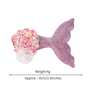 Handmade mermaid tail hair clip for kids with glitter shell and faux pearl decoration