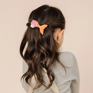 Handmade mermaid tail hair clip with pink sequins and pearls for girls hair styling