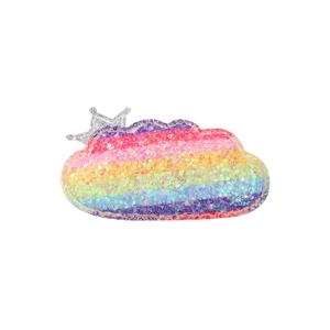 Rainbow glitter cloud hair clip with silver crown detail for kids and girls