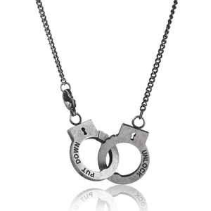 Punk Titanium Steel Handcuff Pendant Necklace Bracelet For Men Women Hip Hop Streetwear Jewelry Engraved Couple Gift