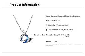 Details van de 3mm titaniumstalen ketting en 2cm drievoudige ringhanger met diamanten