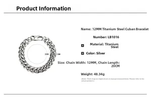Details zu 12mm Edelstahl Panzerarmband mit Maßen und Karabinerverschluss