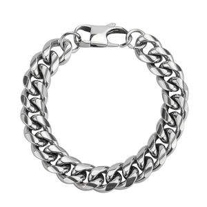 Herren Hip Hop 12mm Titanstahl Panzerarmband Hochglanzpoliert Edelstahl Cuban Link Armband Silber Streetwear Schmuck