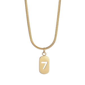 Collier Pendentif Chiffre 7 Minimaliste en Acier Inoxydable pour Femme Plaqué Or Argent Chiffre Chanceux Chaîne Serpent Bijoux Cadeau