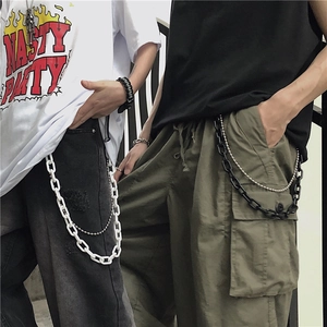 Hip Hop Doppia Catena in Metallo Acrilico Cintura in Vita per Pantaloni Streetwear Punk Style Gioielli Colorati per Uomo Donna