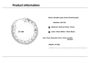 Size specifications for hip hop double layer pearl titanium steel bracelet with dimensions
