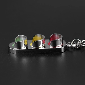Porte-clés pendentif feu de signalisation hip hop en acier inoxydable poli argent