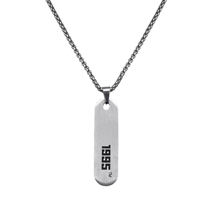 Collier Pendentif Nombre Année de Naissance Personnalisé en Acier au Titane Étiquette Métal Brossé Hip Hop Bijoux Unisexe