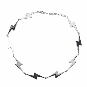 Stainless Steel Lightning Bolt Necklace For Men Women Hip Hop Punk Splicing Clavicle Chain Silver Color Adjustable Jewelry
