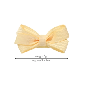 Nœud barrette jaune macaron de 5cm en ruban gros-grain pour fille, design léger de 3g