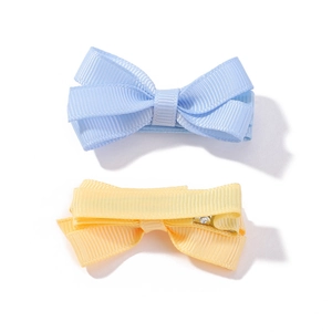 Lot de deux nœuds papillon pastel pour filles en bleu clair et jaune doux élégants