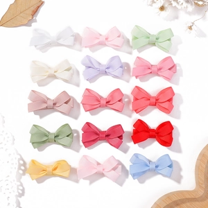 Lot de 15 barrettes à nœuds en ruban gros-grain colorés aux tons pastel pour petites filles