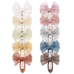 Pince à Cheveux Nœud en Dentelle Brodée pour Enfants Design Fleur en Tissu Maille Fait à la Main Princesse BB Clip pour Filles