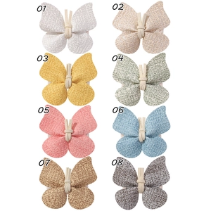Barrettes papillon en cuir PU faites à la main déclinées en huit couleurs pastel