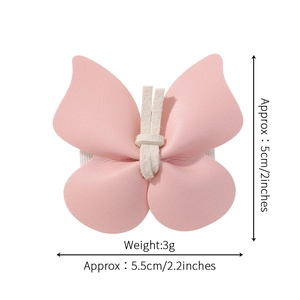 Barrette papillon rose pour filles en cuir PU, accessoire de cheveux léger de 5,5 cm de large