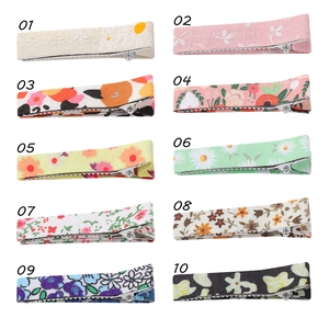 Set of 10 floral cotton linen hair clips for girls with diverse vintage patterns