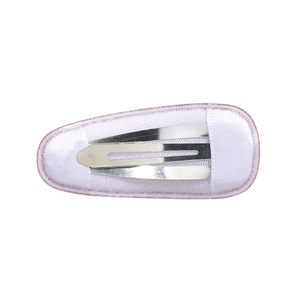 Solid white fabric covered BB hair clip with silver metal snap for women and girls