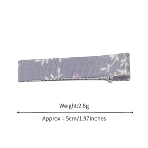 Barrette pour cheveux en coton et lin à fleurs gris bleu pour les enfants