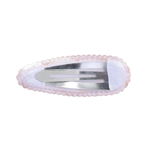 Classic knitted teardrop hair clip with pink wavy stitching for girls and children
