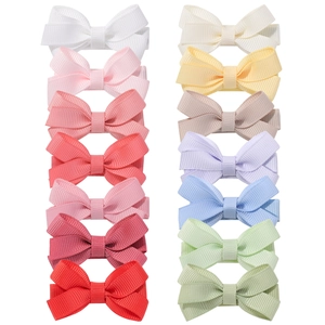 Barrettes à Cheveux Nœud en Ruban Gros-Grain Fait à la Main pour Enfants Filles Couleur Bonbon Unie Accessoires de Cheveux