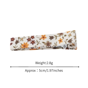 Floral print cotton linen hair clip for girls with minimalist 5cm alligator base