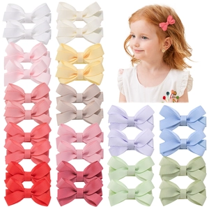 Lot de 20 barrettes à nœuds en ruban gros-grain couleurs macaron pour petites filles