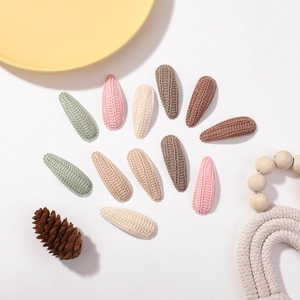 Knitted teardrop BB hair clips set for girls in assorted pastel candy colors