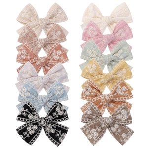 Handgefertigte Spitze Stickerei Schleife Haarspangen Für Kinder Süße Pastorale Blumen Schmetterling Prinzessin Baby Mädchen Haarschmuck