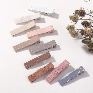 Handmade floral embroidery hair clips set for girls in Morandi colors for kids