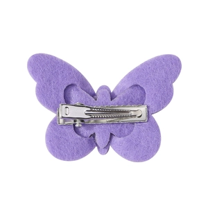 Barrette à cheveux papillon en feutre violet pour filles avec clip en métal argenté