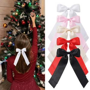 Pince à Cheveux Élégante en Satin avec Nœud Double Couche et Long Ruban pour Filles Accessoires de Cheveux
