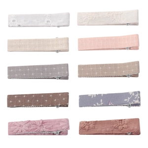 Lot de 10 barrettes cheveux pour filles en coton et lin aux motifs floraux