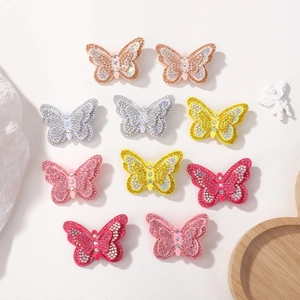 Lot de 10 barrettes papillon fait main pour filles avec strass brillants et couleurs vives