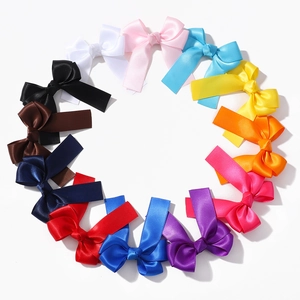 Colorful set of 12 satin bow hair clips with long ribbons for girls' daily hair styling