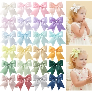 Kids Satin Ribbon Bow Hair Clip Large Sweet Alligator Clip For Girls Daily School Party Hair Accessories
