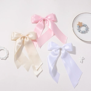 Ensemble de grands nœuds de satin en rose, beige et blanc pour filles élégantes